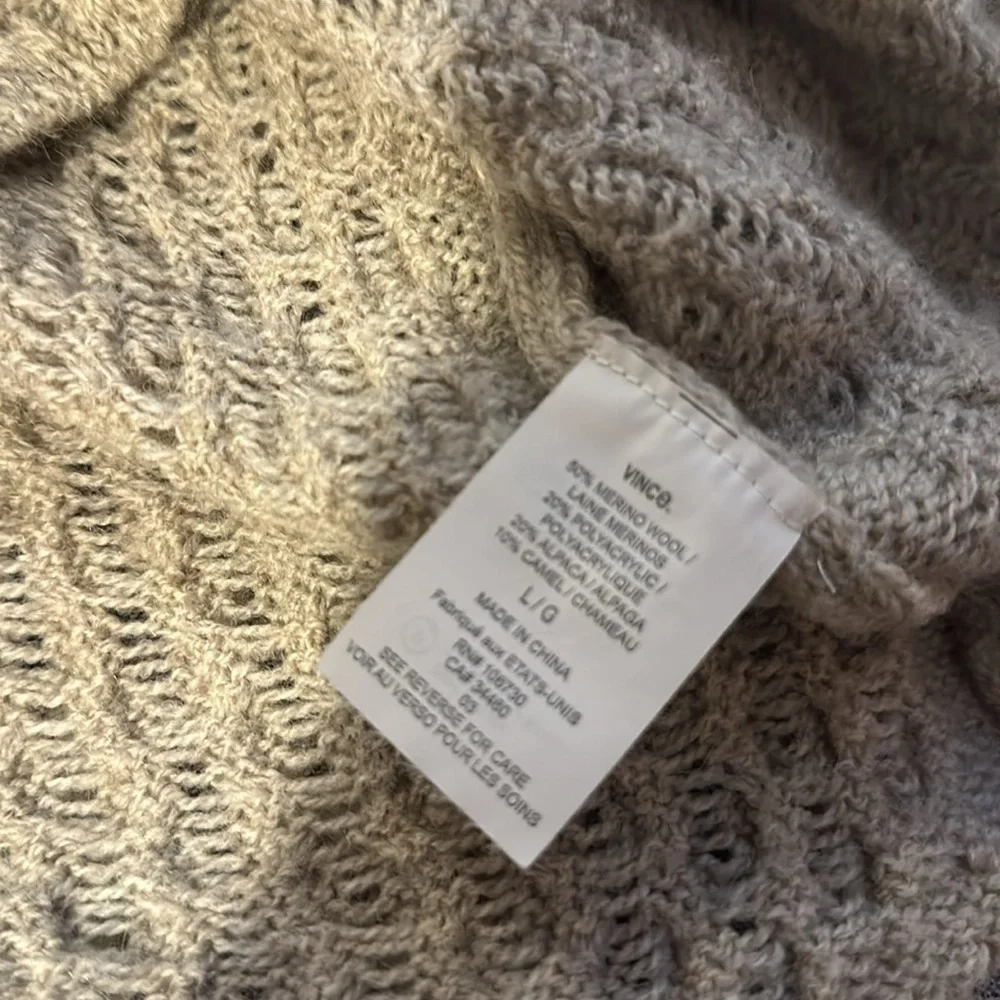 VINCE Wool Blend mini cable boat neck sweater in taupe​​​​